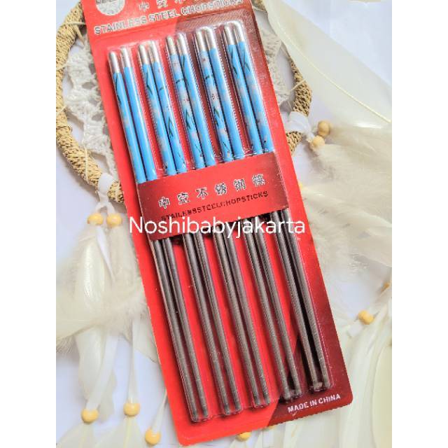 5 PASANG Sumpit / chopsticks stainless steel