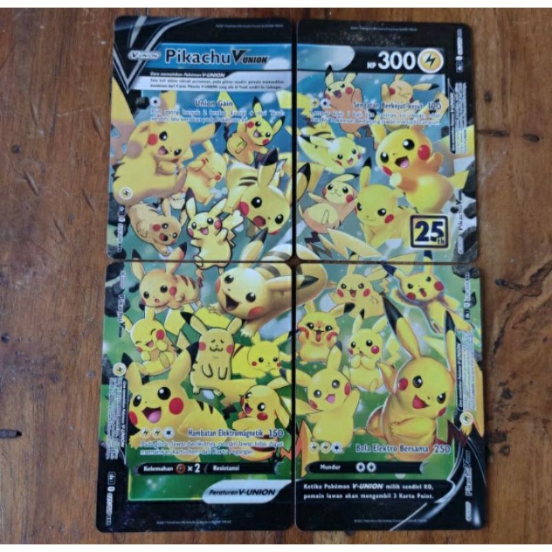 kartu pokemon TCG pikachu anniversary 25th v-union set 4 pcs original