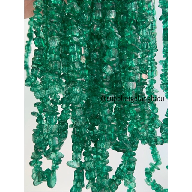 kerikil Batu DARK GREEN QUARTZ 1cm kilap renteng kuarsa hijau tua