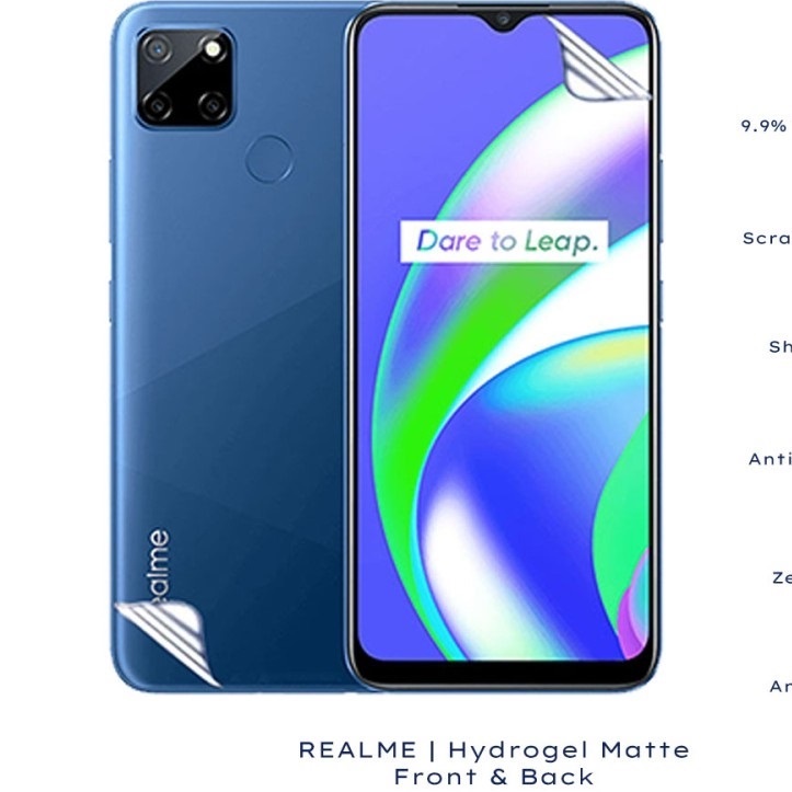 REALME C15 C12 C11 2020 ANTI GORES HYDROGEL MATTE FULLSET DEPAN BELAKANG ANTI MINYAK GLARE FRONT AND BACK FULLBODY PELINDUNG LAYAR DAN PELINDUNG BELAKANG ANTI JAMUR GARSKIN SKIN FULL COVER