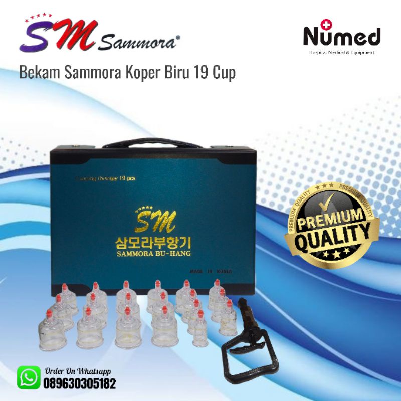 Bekam Sammora Koper Biru isi 19 Kop Original Korea / Therapy Cupping Set Sammora 19 Cup / Sammora Bu-Hang