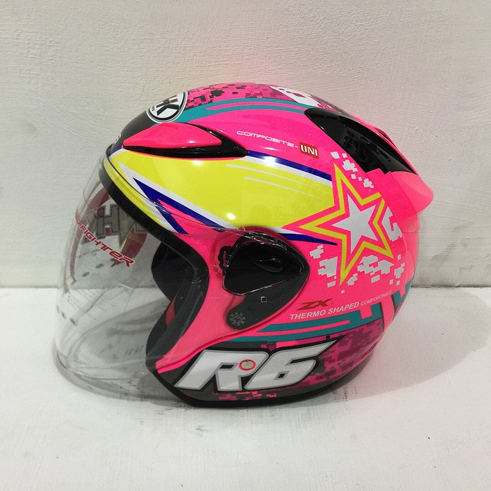 Helm NHK R6 Motif Pixel Pink Fluorecent Flo