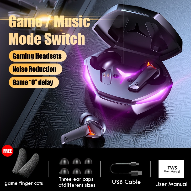 (COD) T33 TWS Bluetooth Headset Gaming Music Mode ganda Dengan Mikrofon 5.2 Earphone Bluetooth TWS HiFi Stereo Waterproof Earbuds Wireless Earphone Headset Headphone handset heandset henset hedset hetset earphone hendset