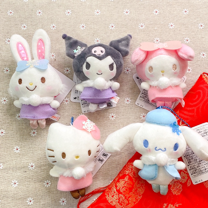 Cartoon Cute Kuromi My Melody KT Plush Pendant Cinnamoroll Stuffed Doll Keychain