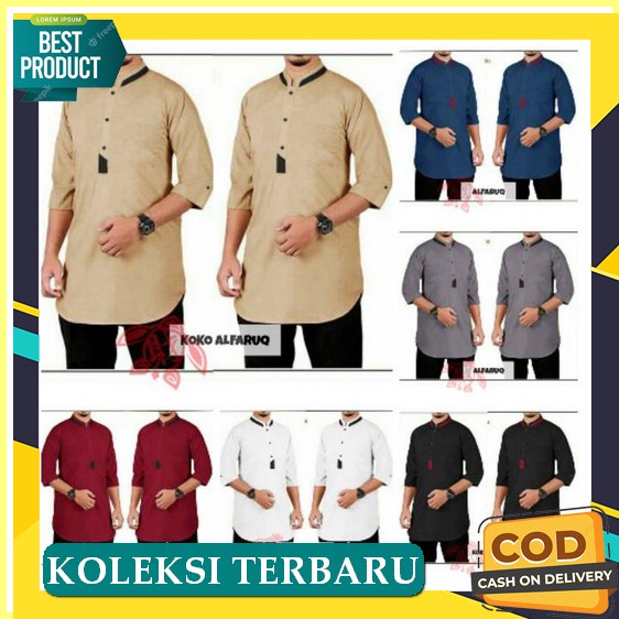 Baju Muslim Koko Kurta Kemeja Lebaran 2022 Pria Dewasa Laki Laki Ayah Bapak Dan Lengan Panjang Ramad