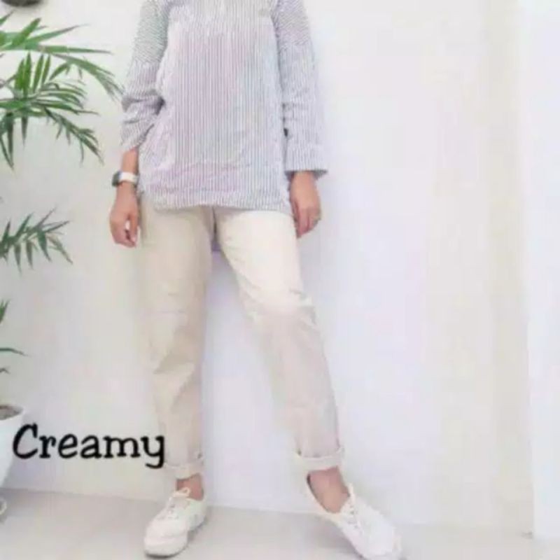 CELANA WANITA || BAGGY PANTS CREAM