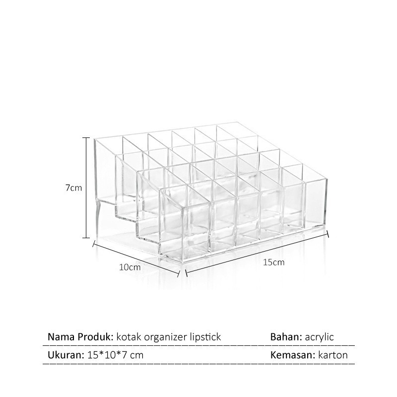 kotak rak tempat lipstik acrylic lipstick storange berdiri 24 slot