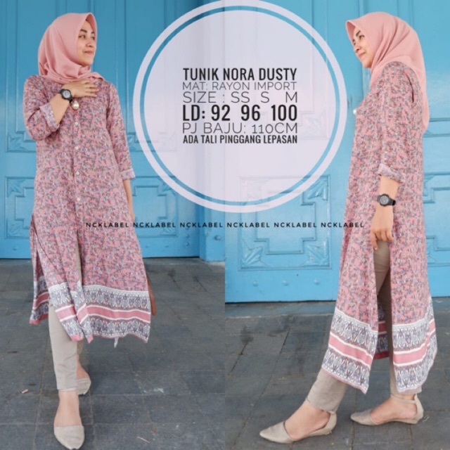 Tunik cantik by NCK label, ready size M warna mustard dan dusty pink atasan tunik, tunik rayon,rayon