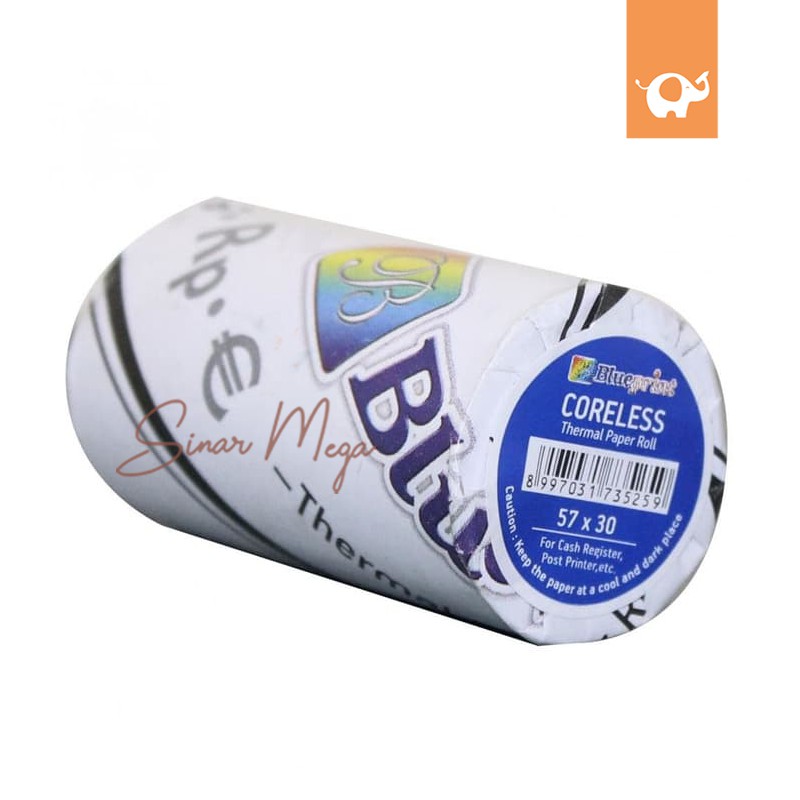 

Blueprint Kertas Thermal Coreless 57 x 30 mm / Thermal Paper Roll
