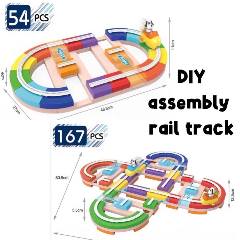 diy assembly car rail tracks mainan hits korea interlocking brick toys