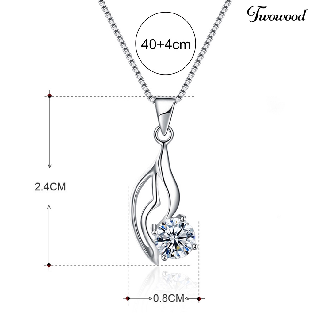 Twowood SILVERHOO 925 Silver Clavicle Necklace Hollow Tree Leaf Cubic Zirconia Pendant Necklace for Dating