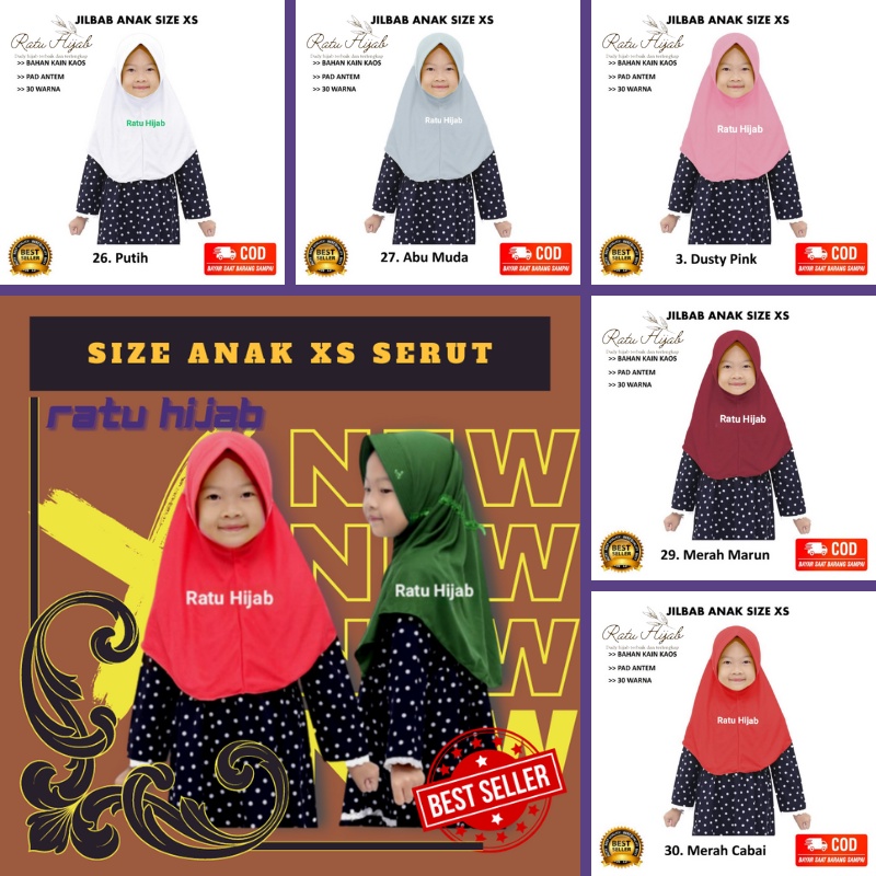 Hijab Jilbab Kerudung Krudung Bergo Anak Sekolah Putih Perempuan Dewasa Motif Bahan Kaos Sd Smp Segi