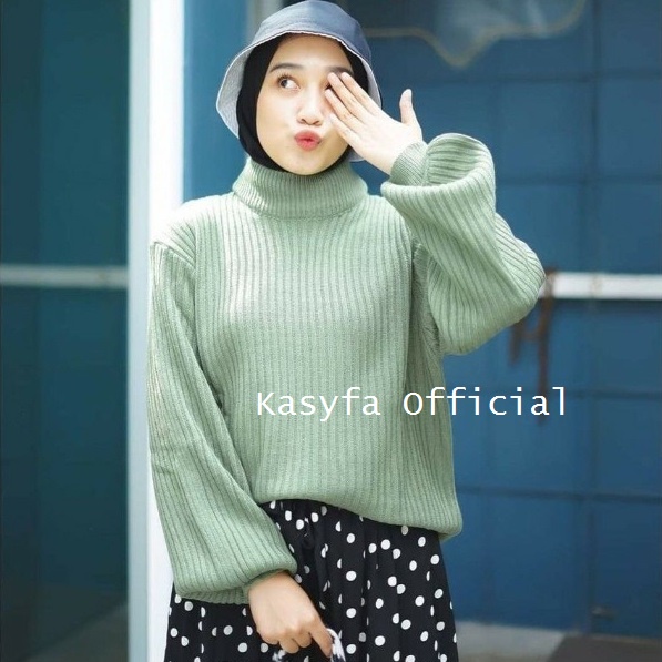 BOXY BLOUSE RAJUT LENGAN BALON // BAYONE SWEATER RAJUT