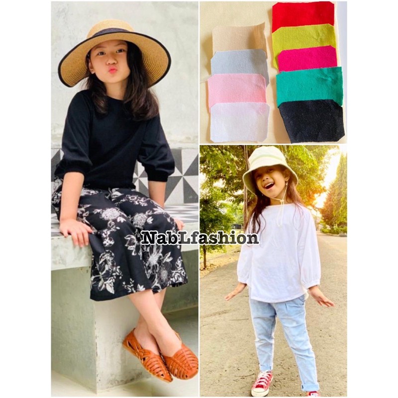 atasan kaos basic top untuk anak usia 4-8 tahun nablfashion