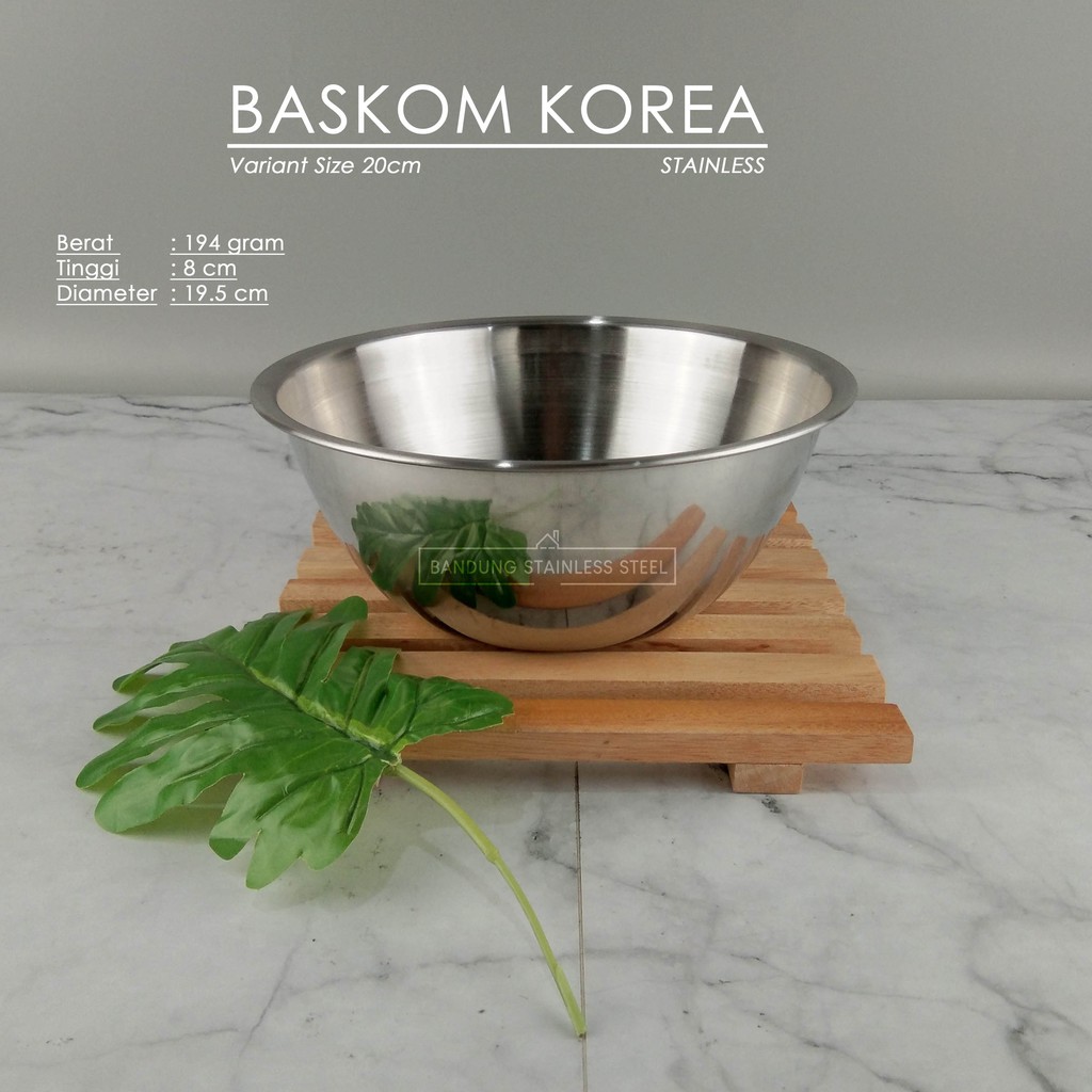 Baskom Korea stainless steel 20cm elegan tebal kecil dov mixing bowl
