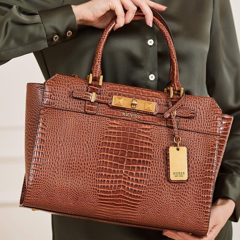 7.7 SALE | GUESSS RAFFIE CROC PRINT HANDBAG