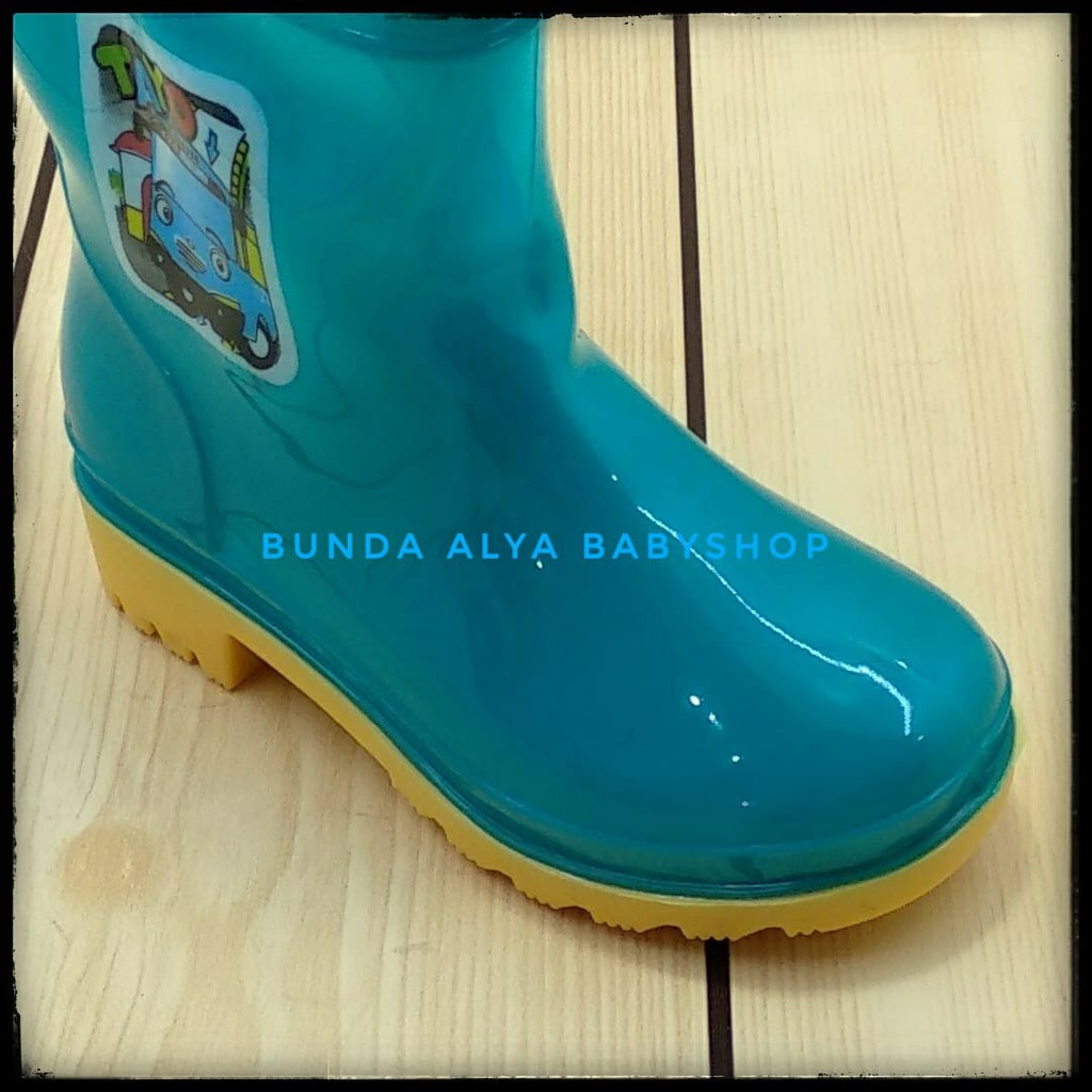 Sepatu Boots Air Anak Motif Kartun Musim Hujan Bahan Karet Terbaru Sepatu Boots Air Anak Laki Laki 1 - 4 Tahun Bus Lengkap SIze Sepatu Boots Hujan Anak Cowok Tahan Air Hijau Size 26 - 35