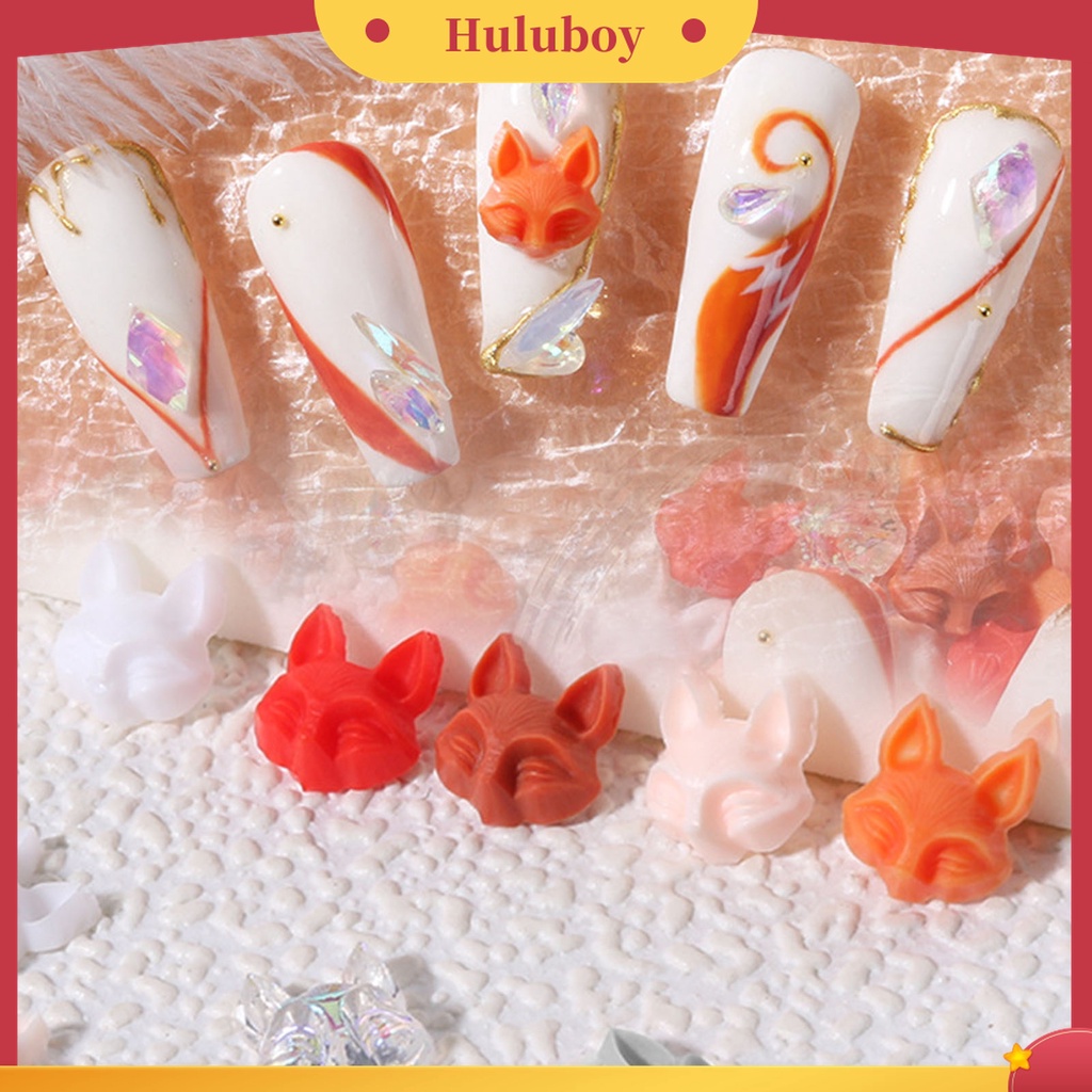 Huluboy Huluboy♡ 30pcs / Set Ornamen Kuku Bentuk Kepala Rubah 3D Efek Vivid Untuk Dekorasi Wanita