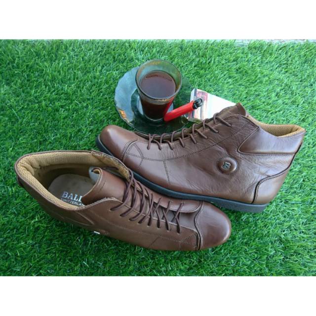 Sepatu Pantofel Boots Bally High Cokelat Kulit Asli
