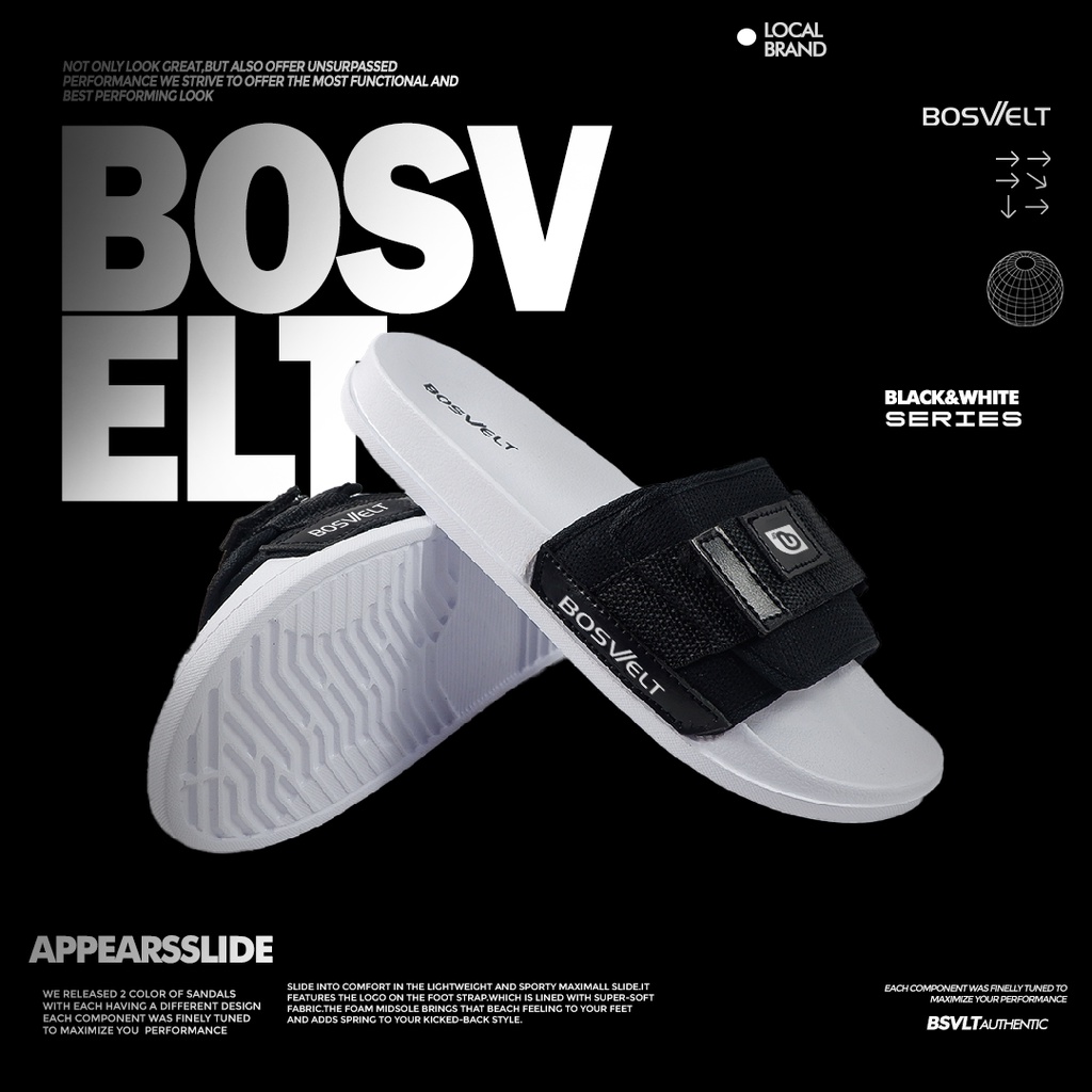 Sandal Pria Premium Karet Bosvelt Fortuneslide white