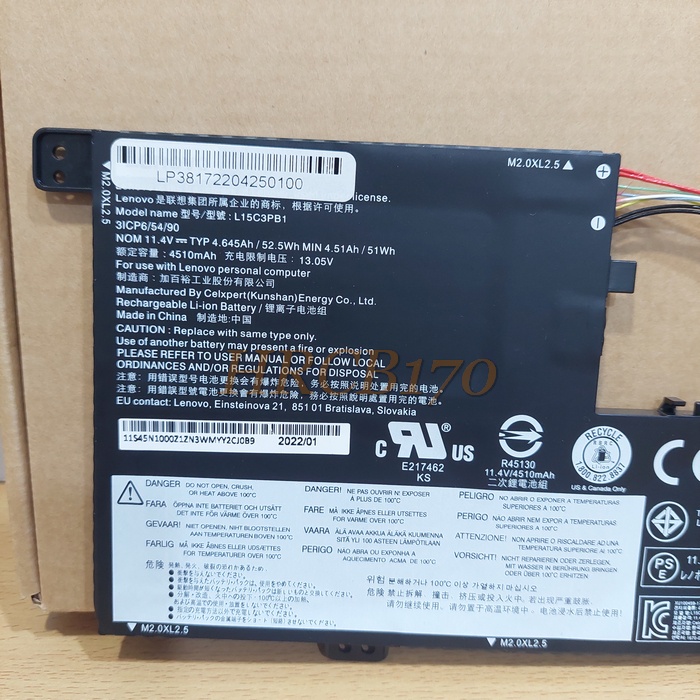 Baterai Lenovo Flex 4-1470 Model L15C3PB1 L15L3PB0 L15M3PB0 L15L3PB1 -HRCB