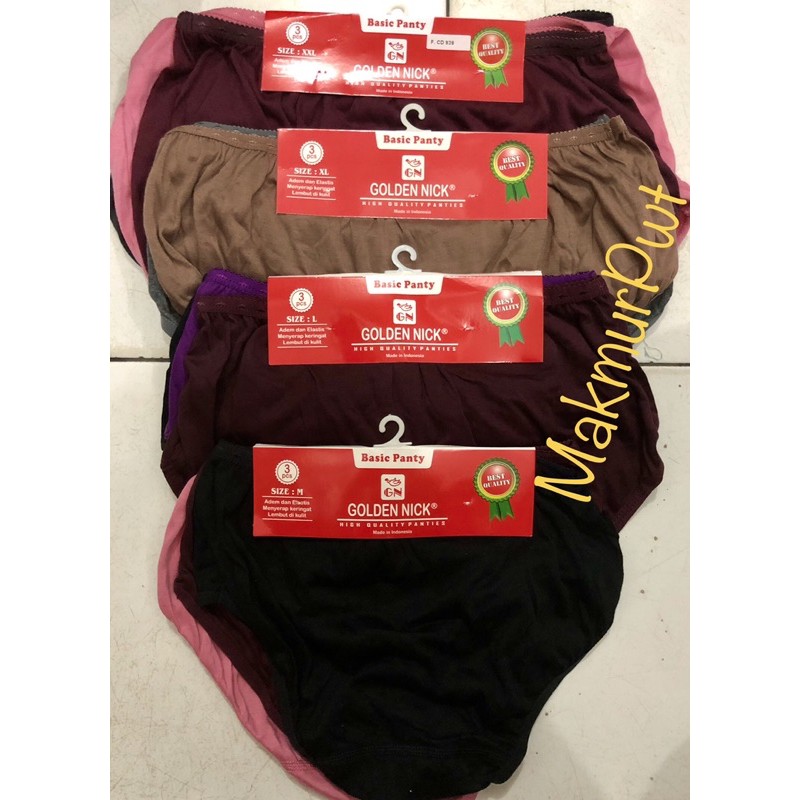 Celana Dalam Wanita Golden Nick M, L, XL dan XXL Warna Gelap 939