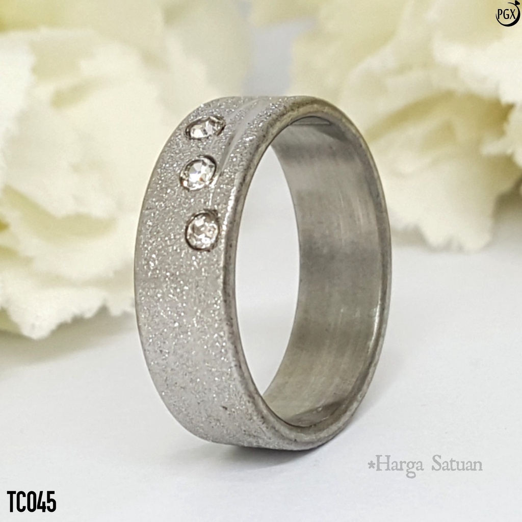 PGX Cincin Titanium Couple Silver Tunangan Aksesoris Fashion Perhiasan Anti Karat - TC045