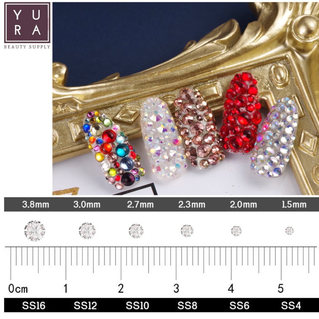 HIASAN KUKU NAIL ART Manik-manik Swarovski DECORATION DIY RHINESTONES DIAMOND BOX ISI 12