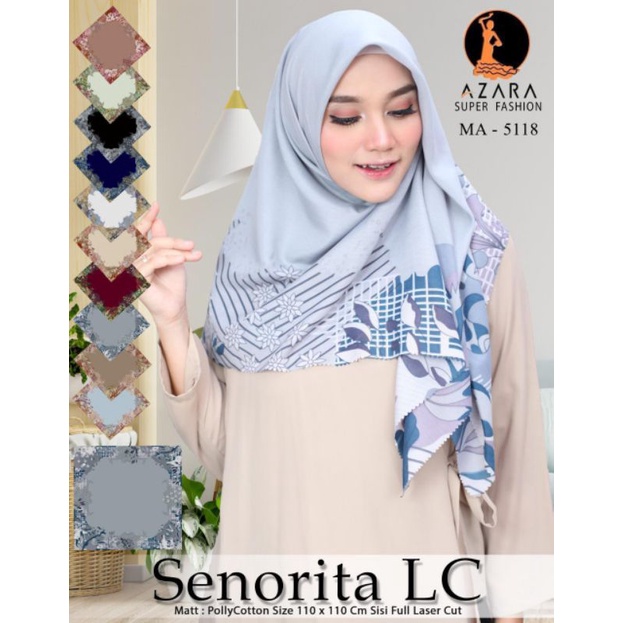 (original Azara) segi empat SENORITA MOTIF LC •• hijab segi empat Motif-5