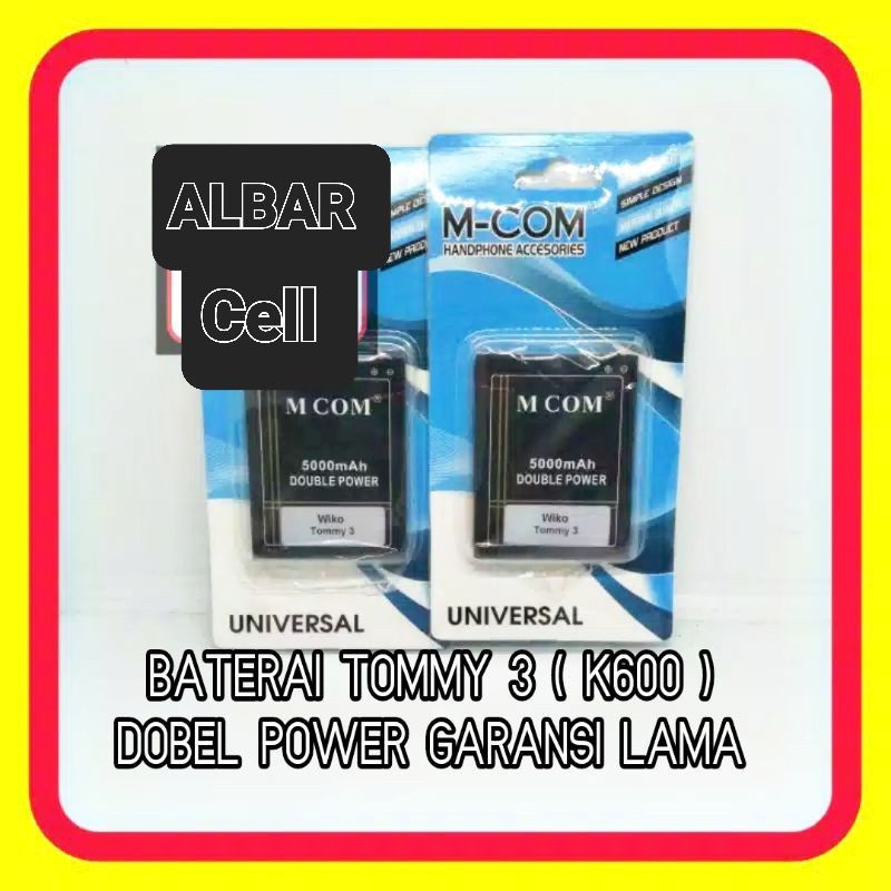 Baterai Wiko Tommy 3 W_K600AG/batrai Tommy 3 Double power/Baterai Tommy 3plus