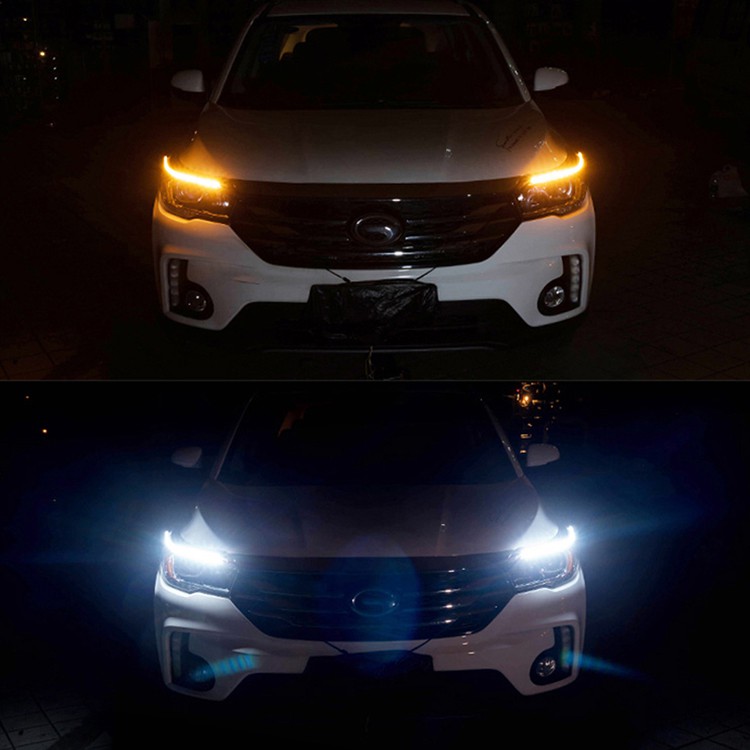 2 pcs Universal Fleksibel Lampu LED Daytime Running Strip Cahaya Mata Kristal Aliran Sinyal Giliran DRL