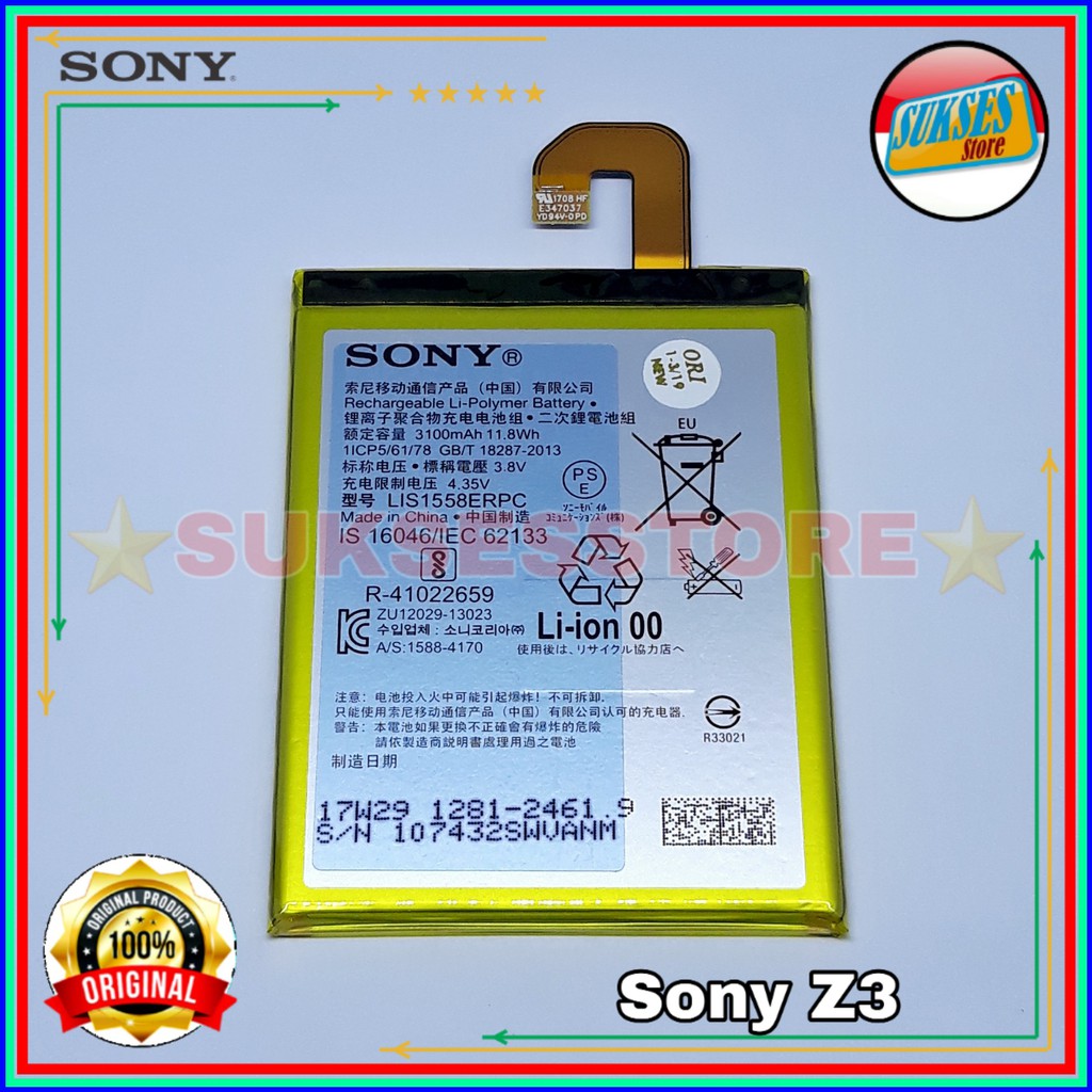 Baterai Batre Battery Sony Xperia Z3 D6603 D6653 LIS1558ERPC 2390mAh Original 100%