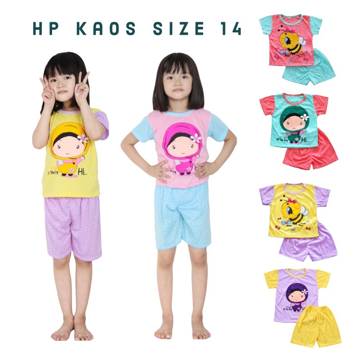 IZANY Piyama Setelan Kaos Anak Hotpant 3/4 Size 4 -14 Cewek &amp; Cowok