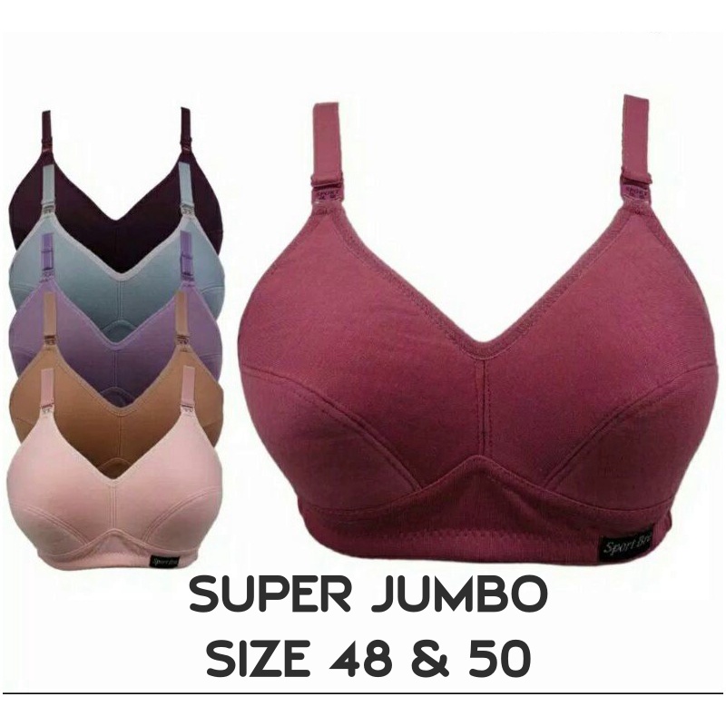 Bra Sport SUPER JUMBO Ukuran 48 50 Tanpa Busa Bahan Kaos BH Kait 3