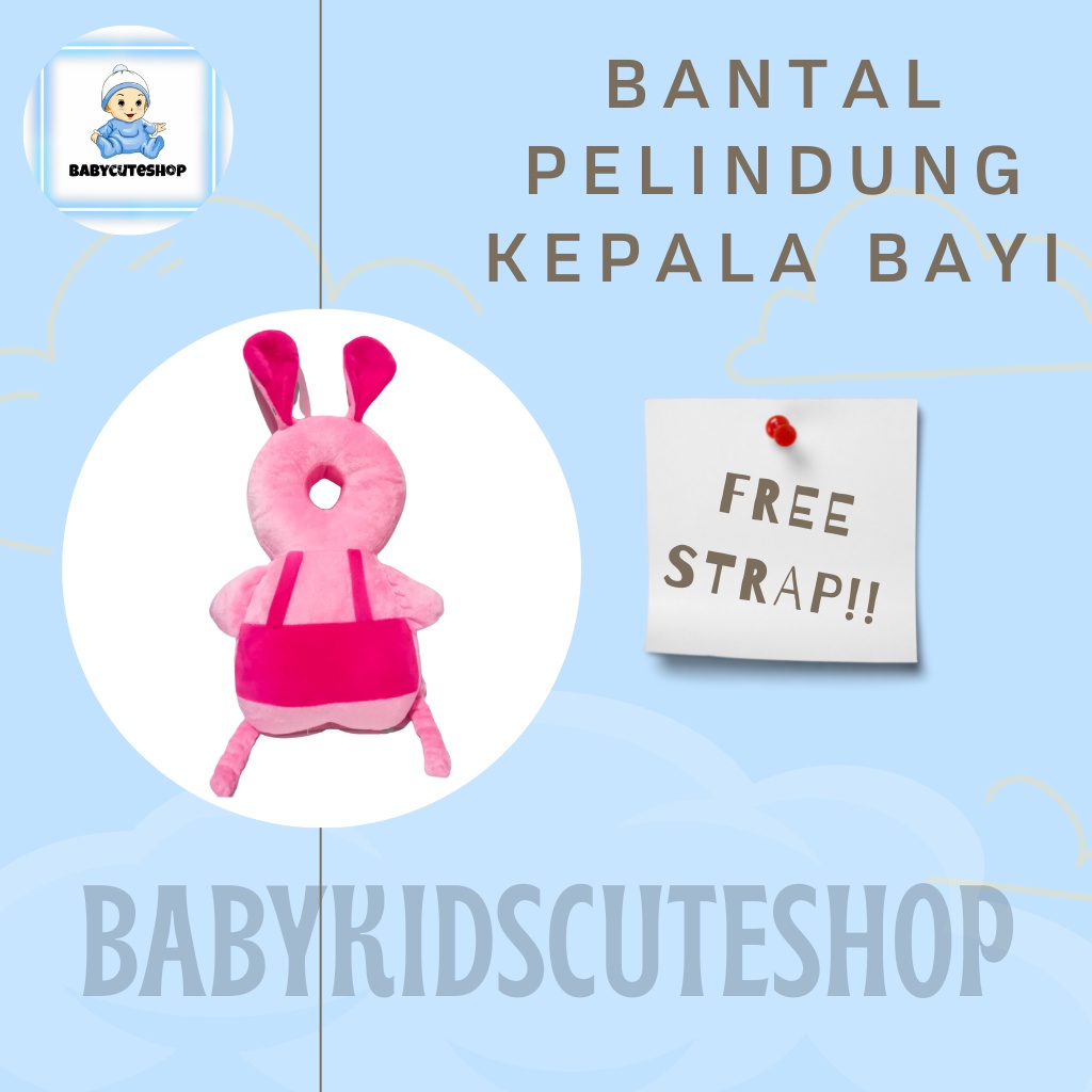 ( FREE STRAP ) Bantal Pelindung Kepala Bayi Kelinci | Pelindung Kepala Bayi | Head Neck Pillow Pad