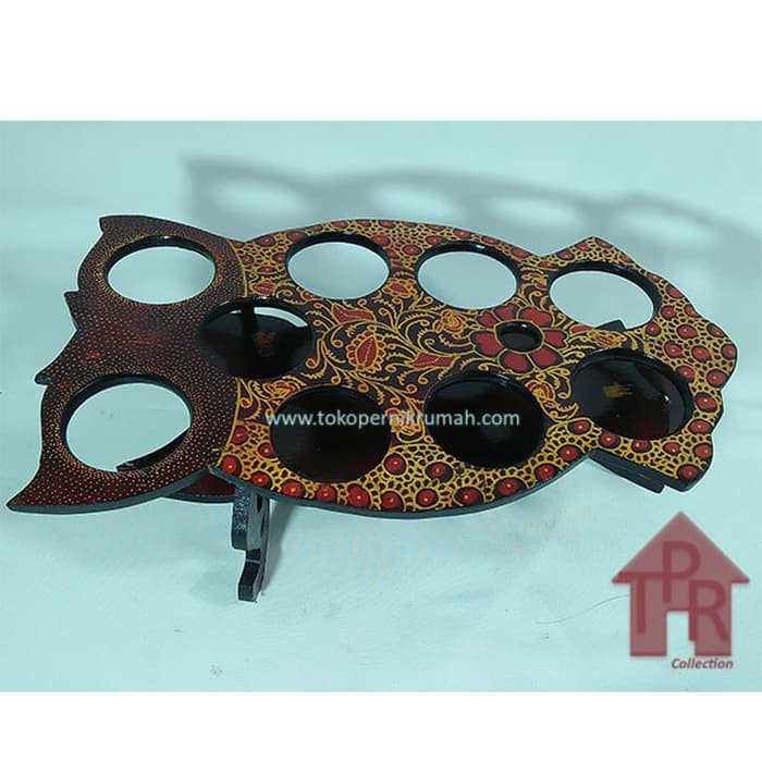 Rak aqua gelas - kayu batik model burung hantu - i9BGA215