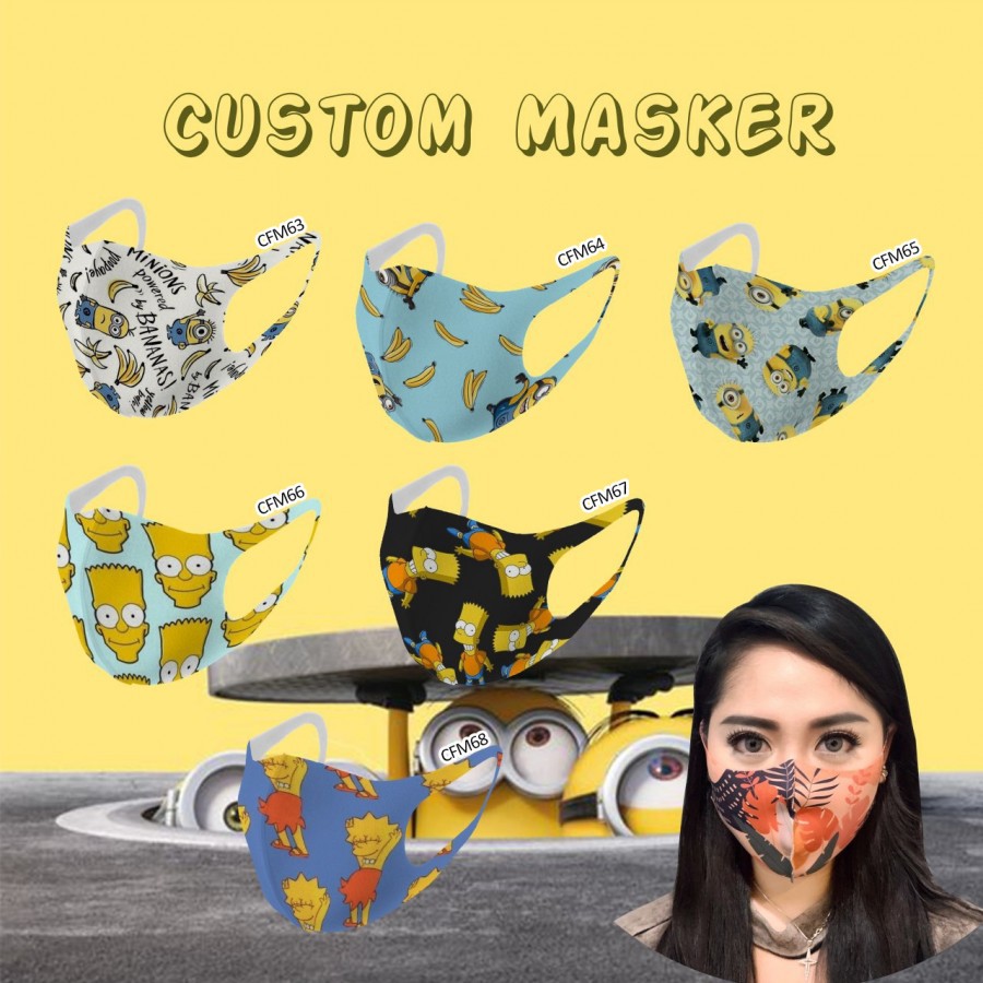 Custom Masker - Scuba Fullprint Minions and The Simpsons