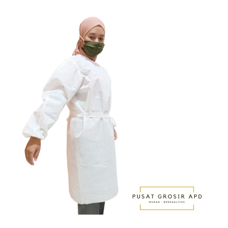 APD Gown spunbond 50 gsm warna putih