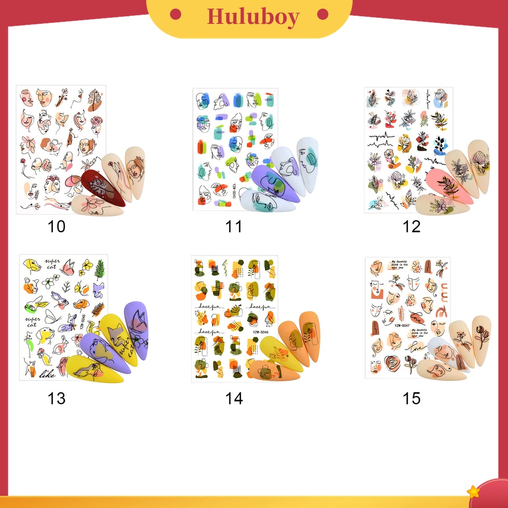 Huluboy Huluboy♡ 3 Pcs Stiker Kuku 3D Multifungsi Tahan Lama Untuk Wanita