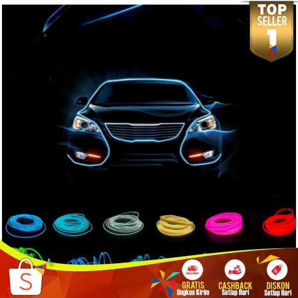 Lampu Interior Mobil LI 03 LED Car Lamp Neon 3m with 12V Inverter Hemat Energy Lampu LED Elegan