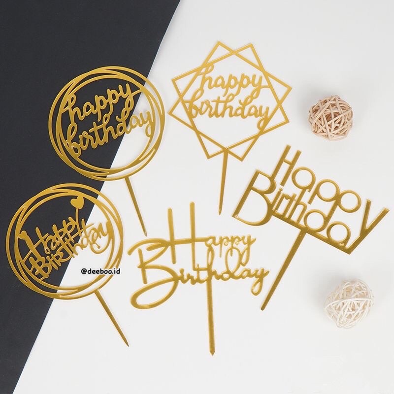 

Topper kue Selamat Ulang Tahun happy birthday hiasan kue GOLD EMAS