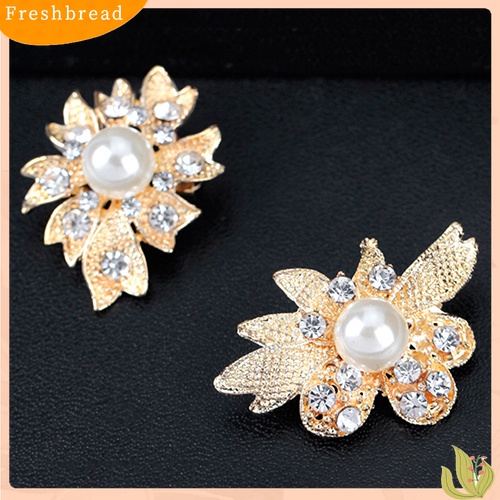 [ TERLARIS]12 Pcs Women Faux Pearl Rhinestone Flower Brooch Pins Bridal Scarf Lapel Decor