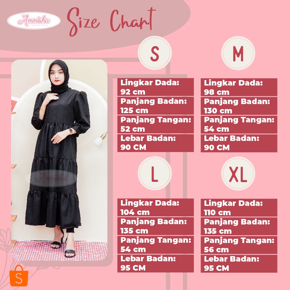 [ COD ] Andien Dress S M L XL | Fashion Muslim Tangan Balon Rok Rempel | Casual Daily Kondangan OOTD