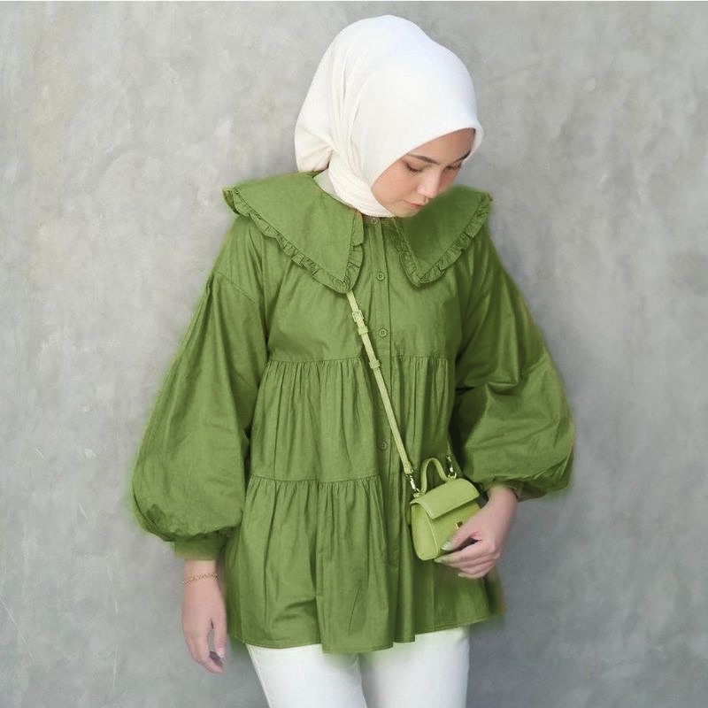 BEFAST - ZRD OOTD Wanita Blouse SOYEOH / LAMIA BLOUSE / Blouse fashion Kerja Wanita / Blouse Lengan Balon / Lengan Panjang / Atasan Casual Wanita / Blouse Remaja Kekinian