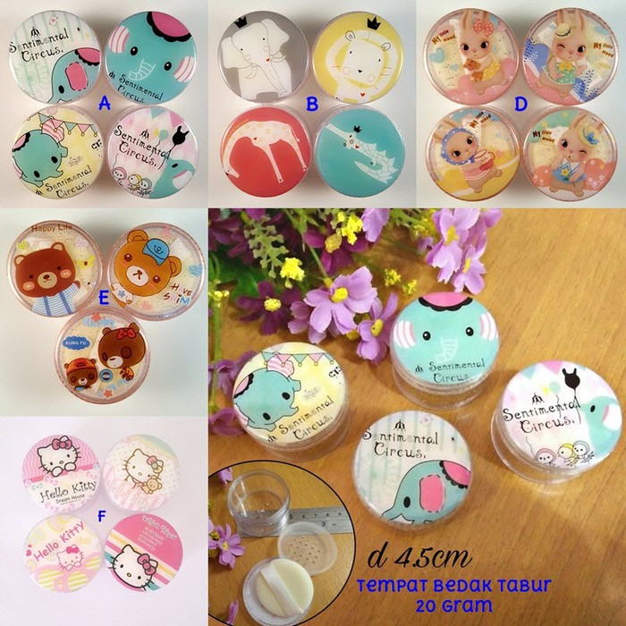 AK001 Tempat Bedak Tabur Mini Cartoon Loose Powder Case Wadah Travel