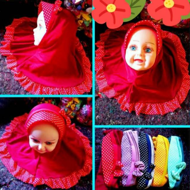 Jilbab Bayi Polka Pita Warna Cantik Lucu J12