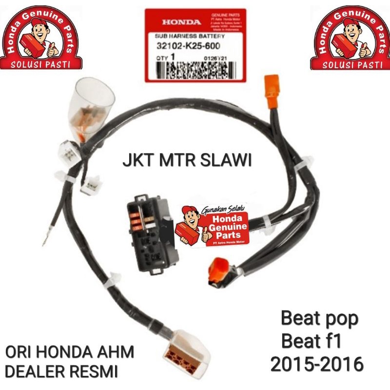 32102-K25-600 sub harness baterry kabel aki kabel baterai, kabel skring beat f1 starter halus, beat pop, 2015-2016,ori honda ahm asli honda