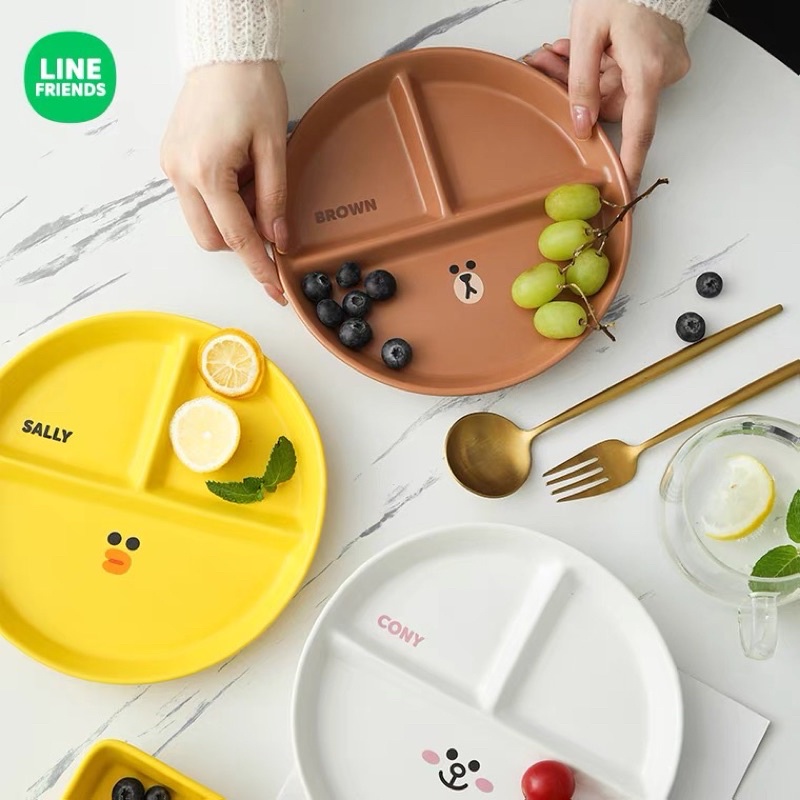 (A0154) JEEA | Official line friends divided plate |  Piring makan lucu unik cantik | parsel | hadia
