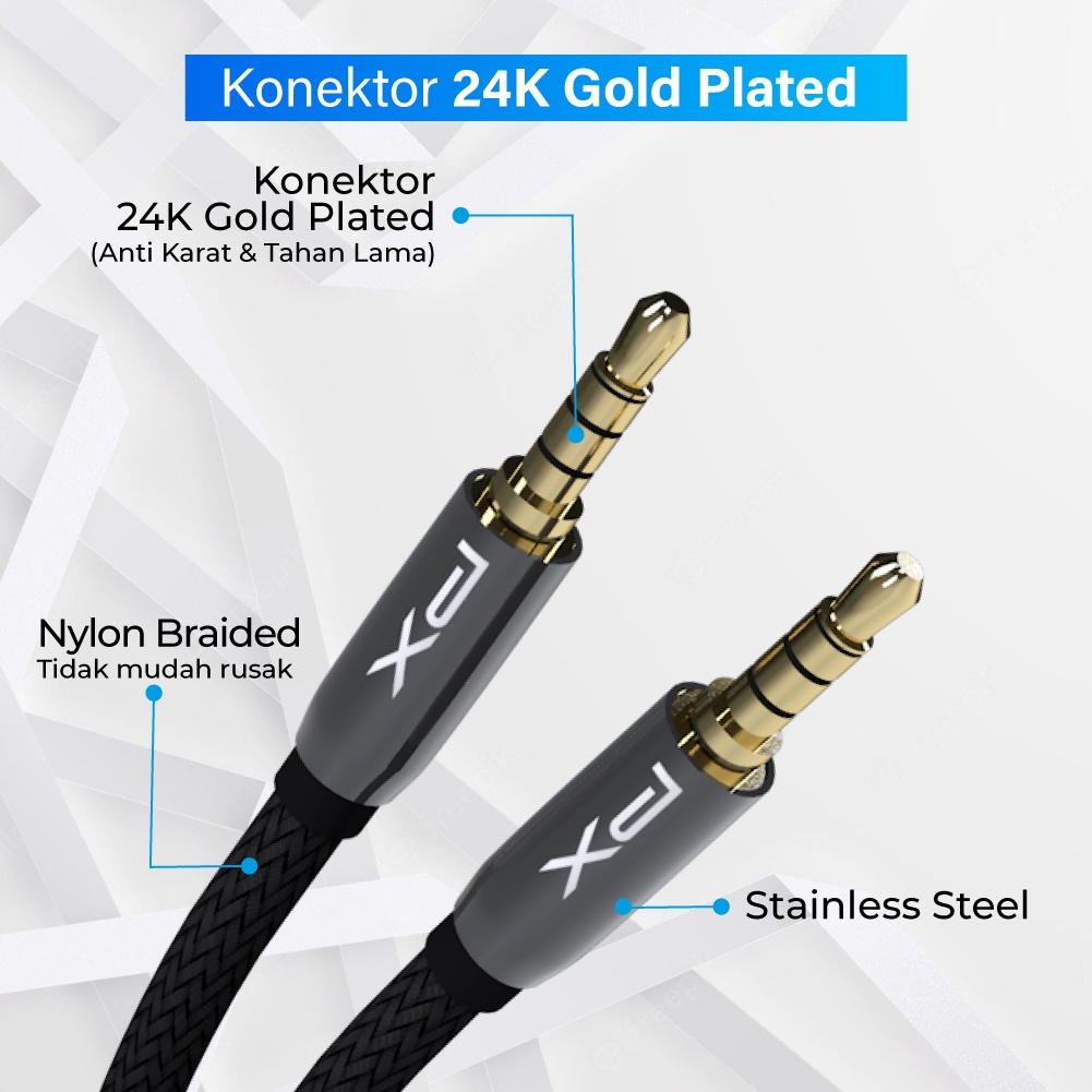 Kabel Aux Audio 3.5mm Male to Male Speaker 0.5 Meter PX CO-YP00105