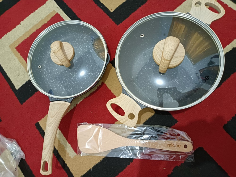Micoe Panci Masak Penggorengan Panci Dapur Batu Maifan Panci Anti Lengket Sup Untuk Mie 24cm